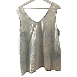 Vintage America Blues Women's Blue Tie Dye V-Neck Smocked Back Sleeveless Top XL